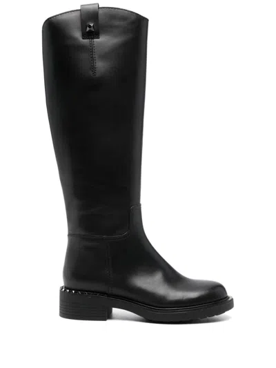 Ash Faith Leather Boots In Black