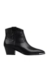 Ash Woman Ankle Boots Black Size 6 Leather In Black