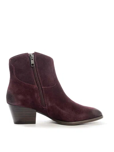 Ash Fame Suede Ankle Boot In Red