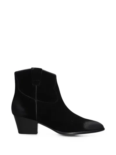 Ash Fame Suede Ankle Boots In Black