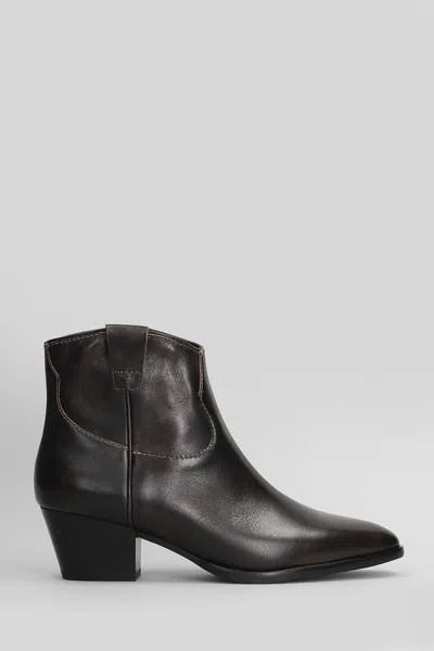 Ash Fame Texan Ankle Boots In Black Leather