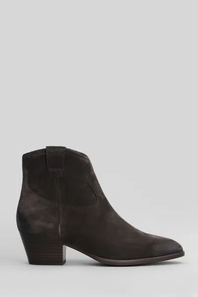 Ash Fame Texan Ankle Boots In Brown Suede