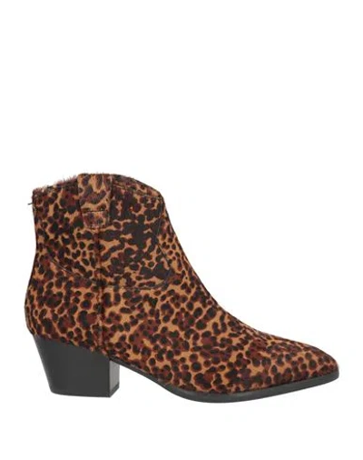 Ash Fame Woman Ankle Boots Light Brown Size 9 Leather In Beige
