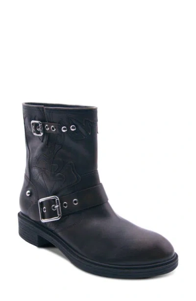 Ash Fannei Western Leather Bootie In Blue