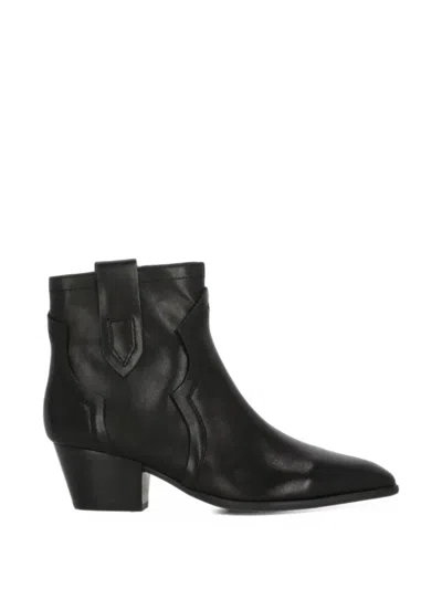 Ash Flare Pointed-toe Panelled Ankle Boots In Black