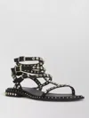 Ash Flat Sandals Three Ankle Straps Studs In Black