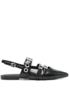 Ash Blondie Ballet Flats In Black Leather In Black