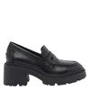 Ash Chunky Heel Leather Loafers With Penny Strap In Black