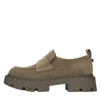 Ash Laced Flat Shoes With Luxurious Suede Finish And Chunky Sole In Verde Blu E Verdi