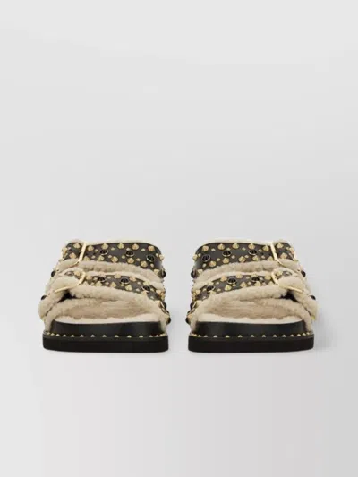 Ash Flat Sole Open Toe Studded Sandals