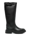 Ash Mandeville Low Heels Boots In Black Leather In Black