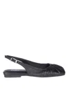 Ash Bibi Ruched Square Toe Slingback Flat In Black