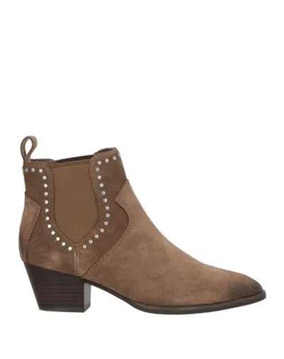 Ash Funk Woman Ankle Boots Khaki Size 10 Leather In Brown