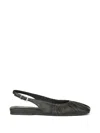 Ash Bibi Ruched Square Toe Slingback Flat In Black