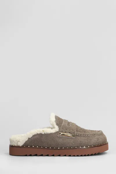 ASH GENDA SLIPPER-MULE IN TAUPE SUEDE