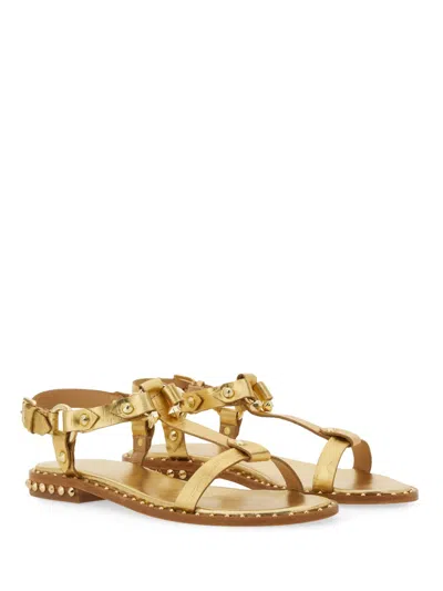 Ash Gold Calf Leather Sandals