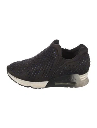 Pre-owned Ash Graphic Print Crystal Embellishments Sneakers In Black