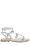 Ash Precious Stud-embellished Cage Sandals In Silver