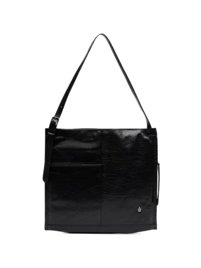 Ash Hannah Medium Whipstitch Leather Shoulder Bag In Black