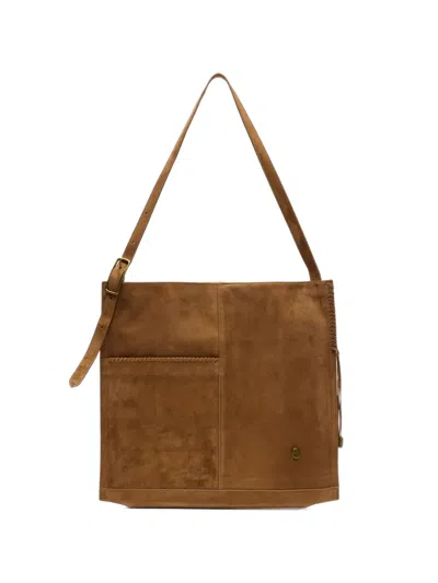 Ash Hannah Suede Shoulder Bag In Brown