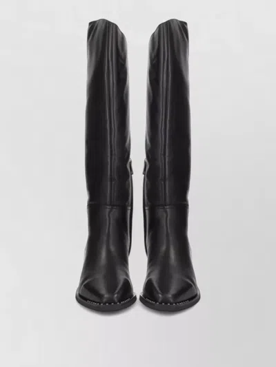 Ash Harpo Western Knee High Studded Boots In Black