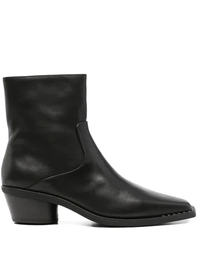 Ash Hasley Leather Ankle Boots In Black