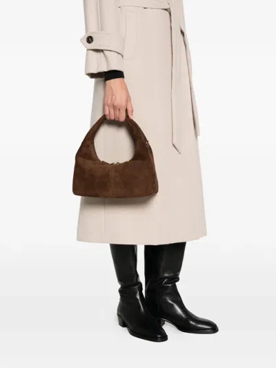Ash Hazel Suede Shoulder Bag In Brown