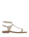 Ash Stud-embellished Leather Sandals In White