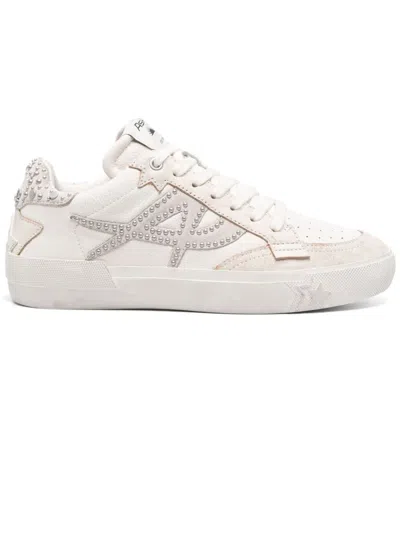 Ash Ivory White Calf Leather Moonlight Stud Sneakers