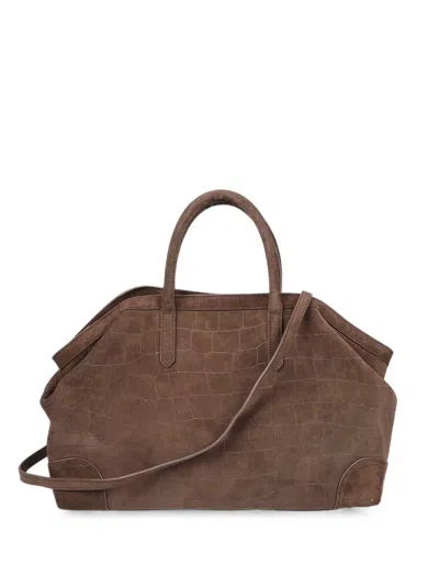 Ash Jacqueline Croc-effect Jacqueline Tote Bag In Brown