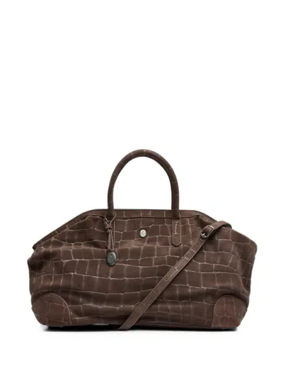 Ash Jaqueline Crocodile-effect Tote Bag In Brown