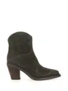 Ash Suede Ankle Boot Pointed Toe In Military Green
