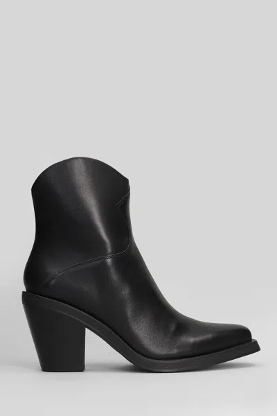 Ash Judy Texan Ankle Boots In Black Leather