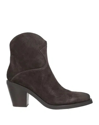 Ash Judy Woman Ankle Boots Charcoal Size 11 Leather In Brown