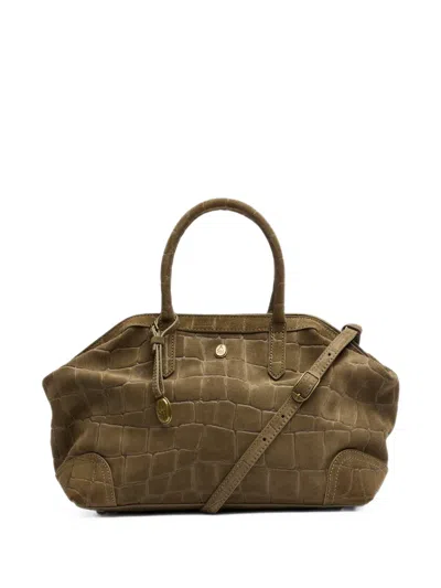 Ash Justine Crocodile-effect Tote Bag In Green