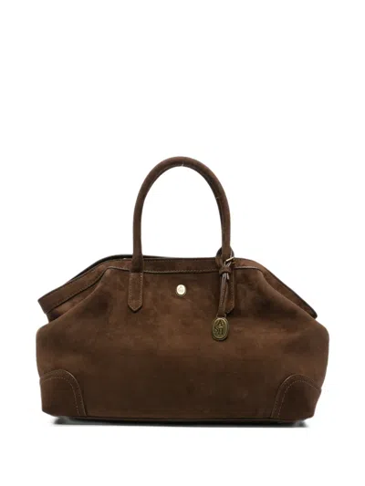 Ash Justine Suede Tote Bag In Brown