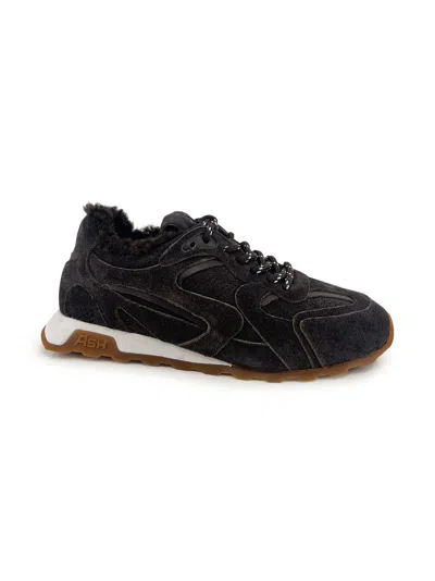 Ash Kasar Fur Suede Sneakers In Black