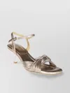 Ash Knotted Metallic Mid Heel Open Toe Sandals In Neutral