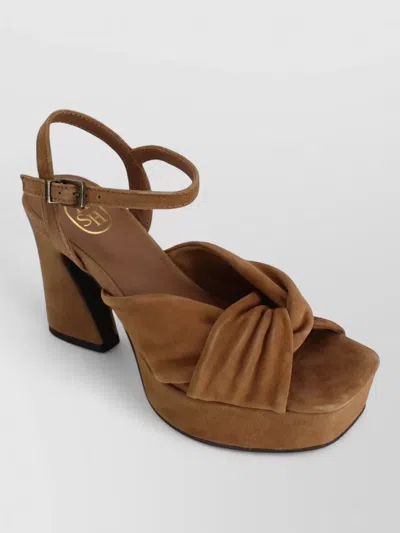 Ash Lace Sandals Block Heel Platform Sole In Brown