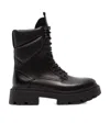 Ash Lace-up Combat Leather Boots In Black