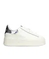 Ash White Leather Sneakers With Metallic Silver Accent In White