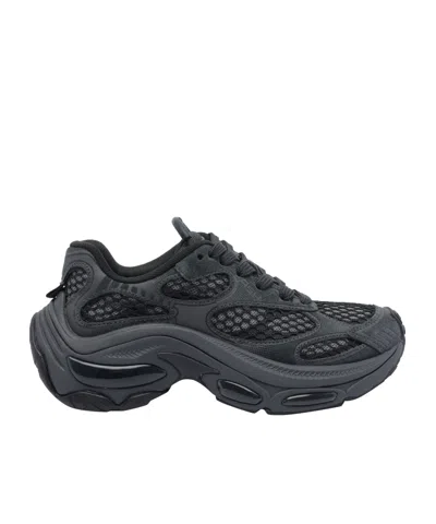 Ash Casual Low Top Sneakers With Mesh Panels In Black