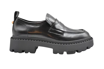 Ash Laced Flat Shoes With Design In Black
