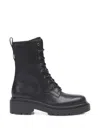 Ash Lace-up Leather Ankle Boots In Black