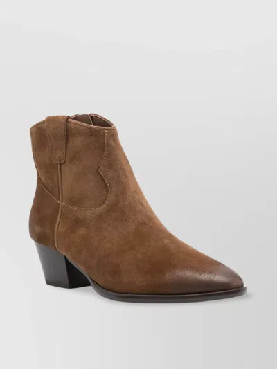 ASH LANDMARK SUEDE BLOCK HEEL ANKLE BOOTS