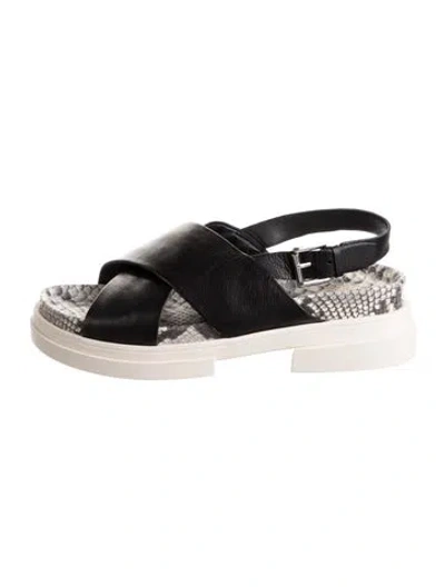 Pre-owned Ash Leather Animal Print Sandals In Black