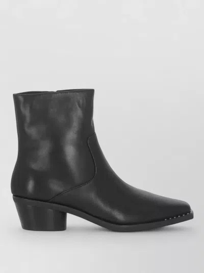 Ash Leather Ankle Boots Arrow Toe Studs In Black