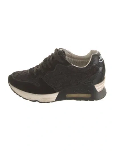 Pre-owned Ash Leather Colorblock Pattern Sneakers In Black
