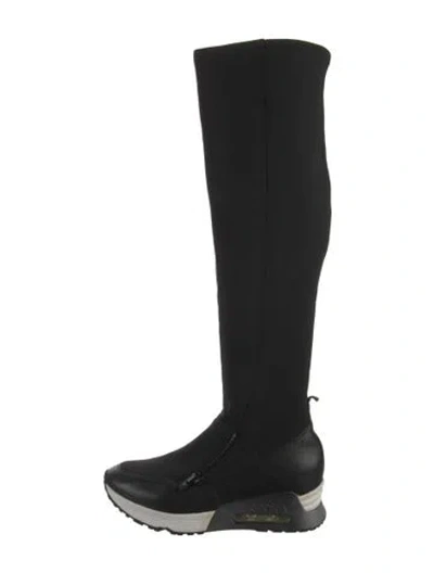 Pre-owned Ash Leather Colorblock Pattern Sock Sneakers In Black