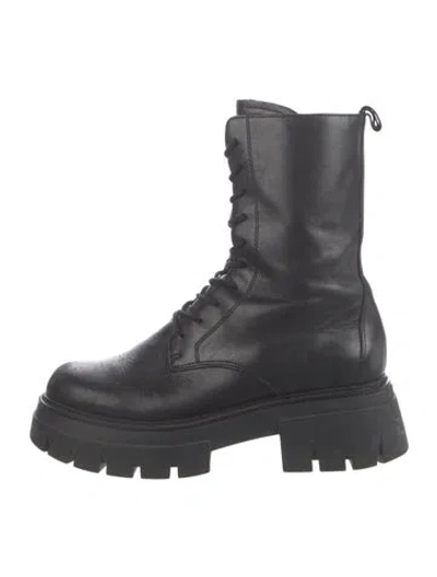 Pre-owned Ash Leather Combat Boots In Black